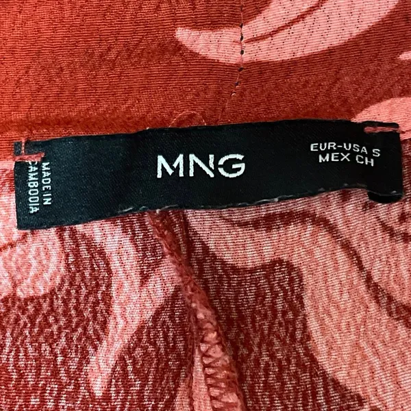 MNG Mango Women's Red Floral High Waisted Straight Leg Trousers Pants Size S - Image 4