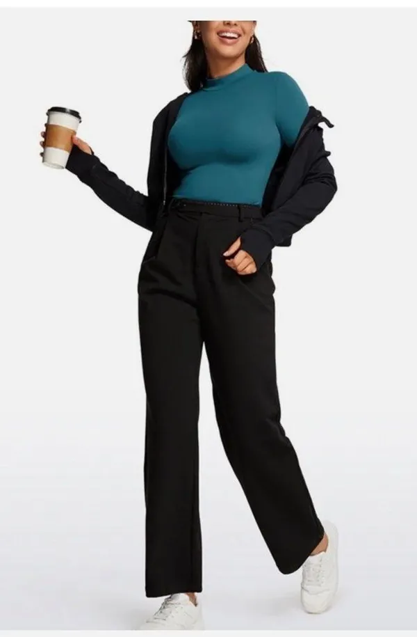 NWT CRZ YOGA Butterluxe Long Sleeve Bodysuit Mock Turtleneck in Borealis Green - Image 2