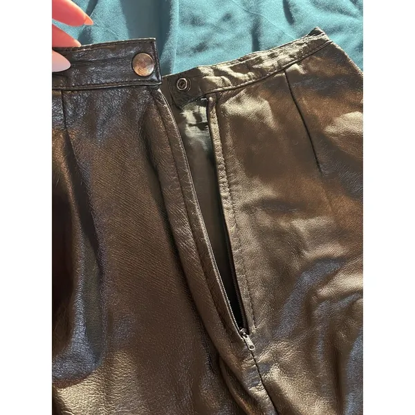 Vintage Wilsons Leather Skirt Womens Sz 4 Black Mini High Rise - Image 7