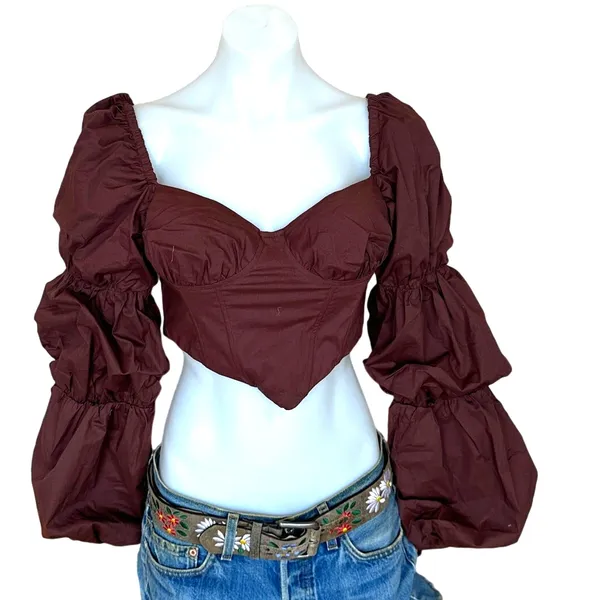 Majorelle Brown Corset Crop Top XS Bustier Pirate Renaissance Fair $128 NEW - Image 4