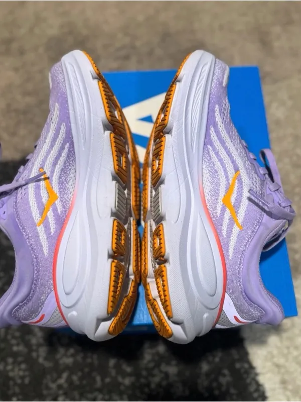 Hoka Women's Lavender Athletic Running Shoes with Orange Accents - Image 4