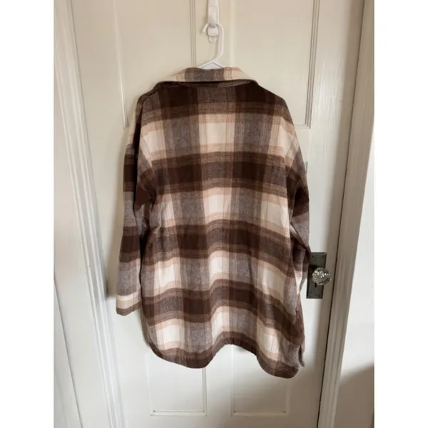 Banana Republic brown plaid shirt jacket size xl - Image 7