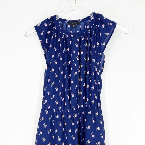 J.Crew Flutter Sleeve Bandana Floral Print Midi Dress Women's Size‎ XXS Blue - Image 5