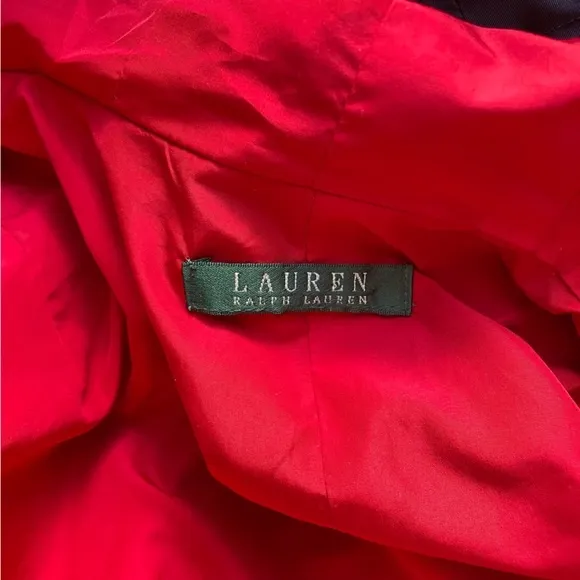 LRL Lauren Ralph Lauren Jacket Medium Navy Red Hooded Lined Nautical Windbreaker - Image 8