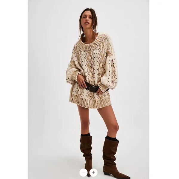 NWOT Free People Gilded Cable Embellished Sweater - Image 2