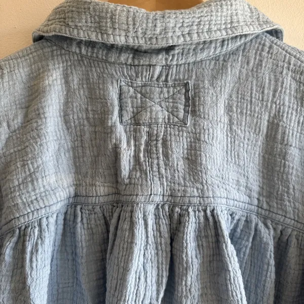 Free People We The Free Small Cardiff Top Button Oversized Blue Euc Spring READ - Image 9
