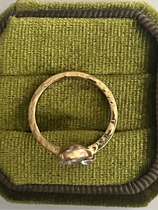 Delicate Rose Gold Teardrop and Round Crystal Adjustable Ring Size 6-9 - Image 3
