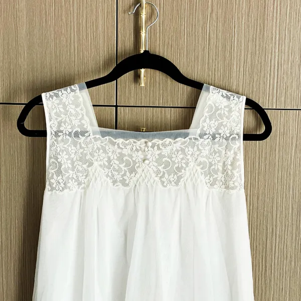VTG Radcliffe 40s MCM Sheer Lace Babydoll Robe Gown Boudoir *READ* Coquette - Image 8