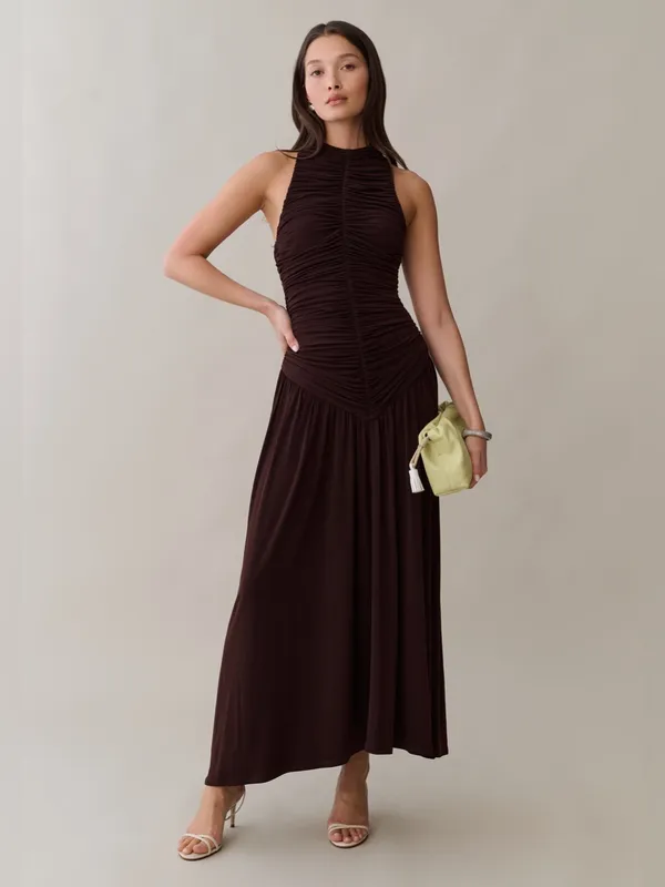 NWT Few Moda Shania Dress size Small S Coffee Brown O.p.t Helsa Studio maxi midi - Image 4