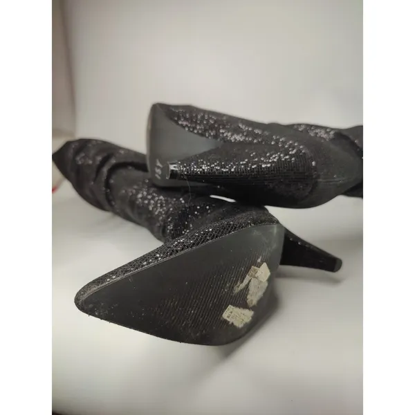 Y2K Black Cape Robbins rhinestones Knee high boots sz 7.5 - Image 5