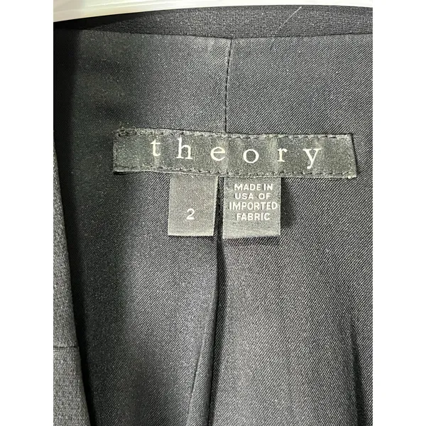 Theory Lanai Blazer Black Admiral Crepe Open Front Minimalist Workwear Size 2 - Image 5