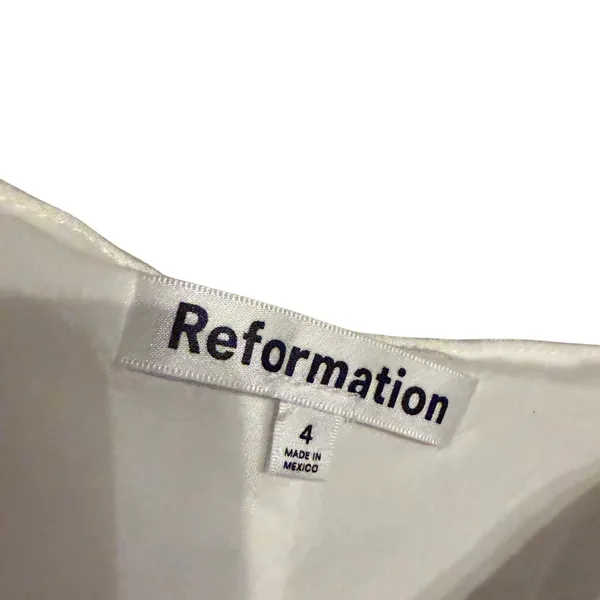 Reformation Cami Square Neck Mini Dress White Linen Clean Girl Minimalist Size 4 - Image 4