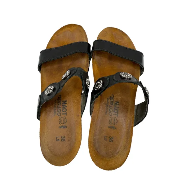 Naot Marissa Leather‎ Sandal Women 6 Black Rhinestone Medallion Slide Leather - Image 7