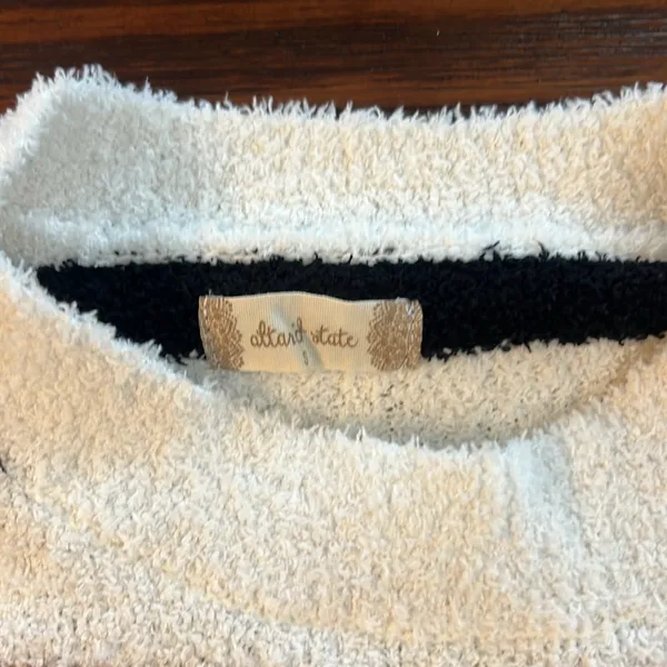 Altar'd State Black, White, and Tan Striped Crew Neck Sweater - Image 2