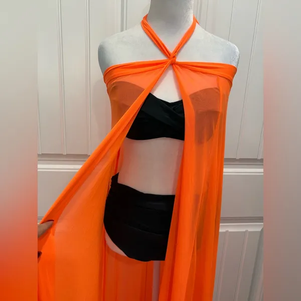 Elegant Orange Strapless Maxi Dress Size XL - Image 10