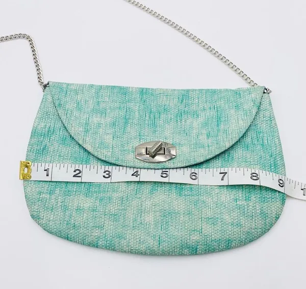 l*space Aqua Teal Blue Space Dye Silver Chain Crossbody Festival Bag Purse - Image 4
