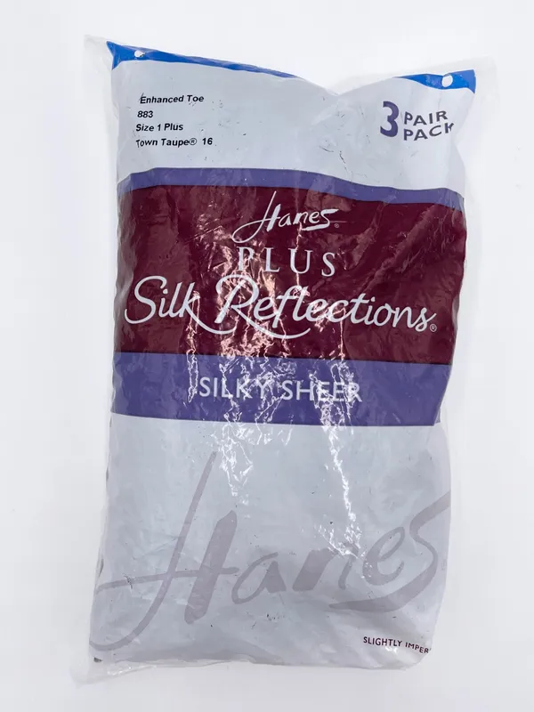 NEW Hanes 1 Plus Silk Reflections Silky Sheer Control Top Pantyhose Taupe 3 Pair - Image 2