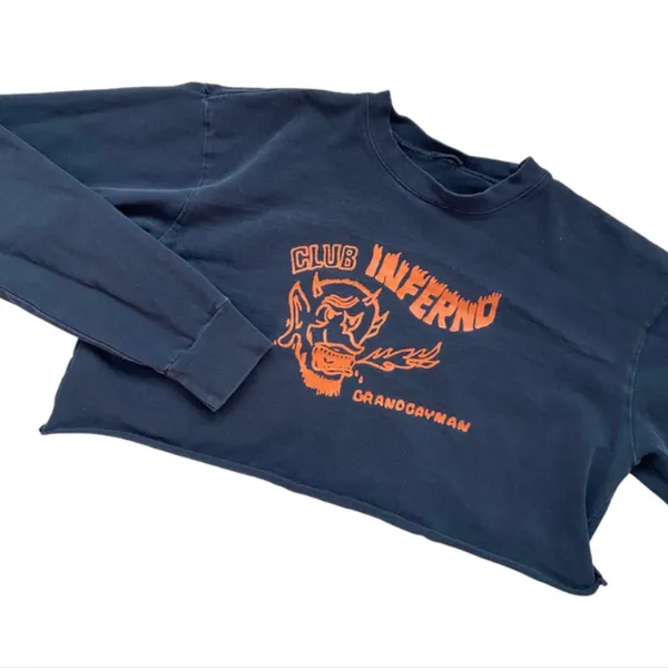 John Galt dark grey / washed black "club inferno" long sleeve crop top 🔥 - Image 2