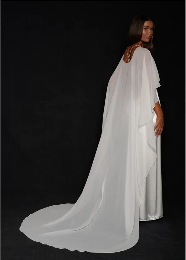 Calily Bridal - Bridal Chiffon Cape - Image 3