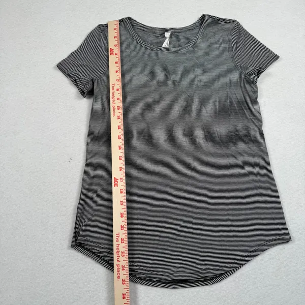 Lululemon Love Tee Womens 4 Black‎ White Striped Pima Cotton Short Sleeve Shirt - Image 5