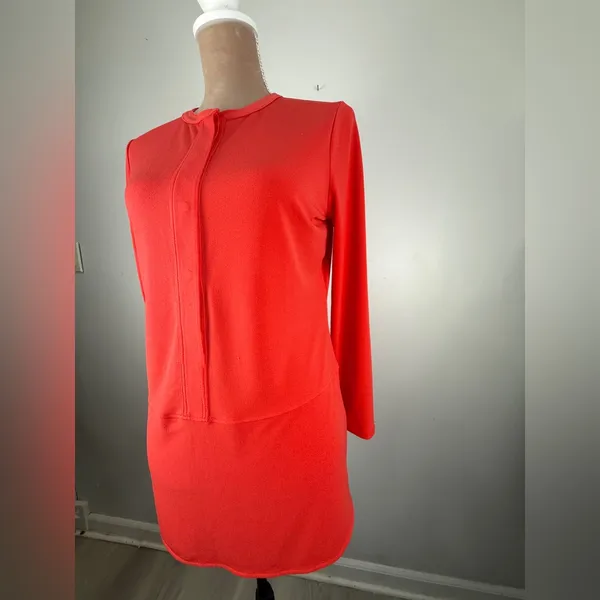 Ralph Lauren Red Long-Sleeve Shift Blouse - Image 2