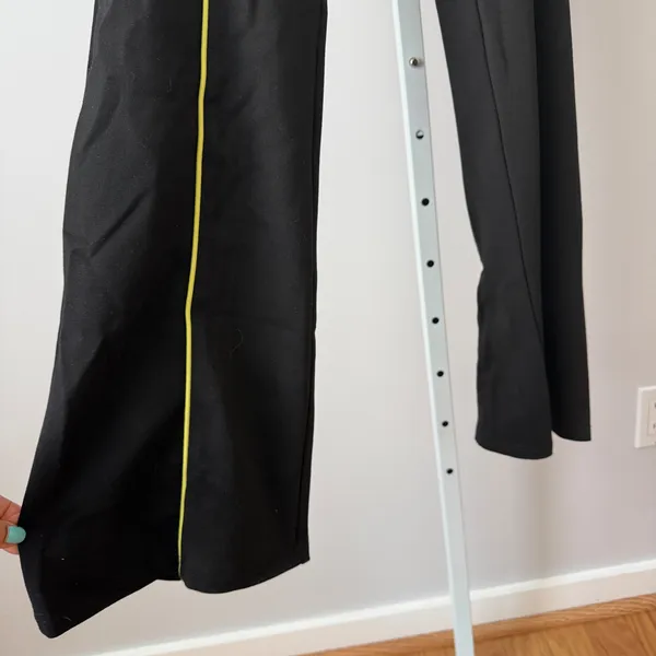 I.AM.GIA sz S Lucid Pant Black Neon Yellow Cut Out Strappy Flare‎ Rave Y2K - Image 5