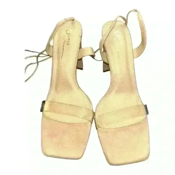 Olivia Jaymes Nude Lace Up Heels size 8.5 beautiful! - Image 4