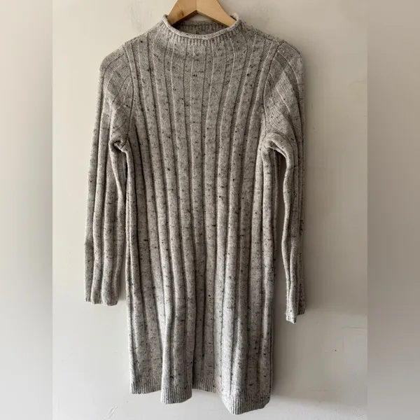 Madewell Gray Donegal Rolled‎ Mockneck Sweater Dress Wool Blend - Image 2
