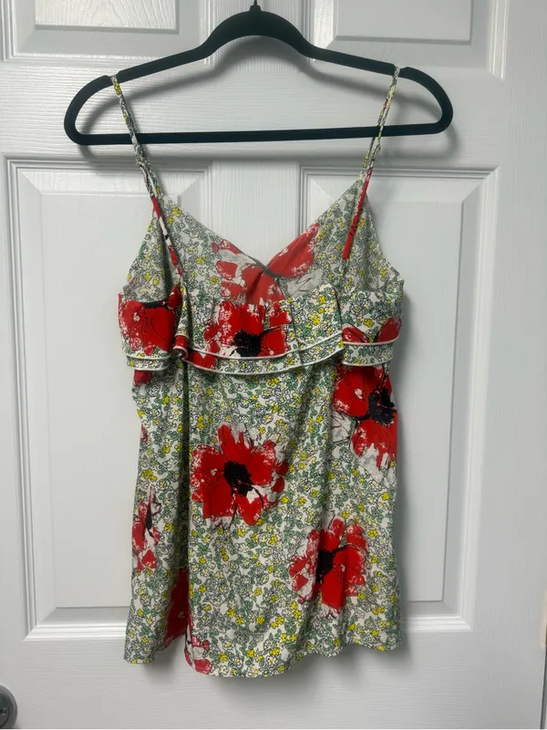 glam Red Floral Ruffle Cami - Image 4
