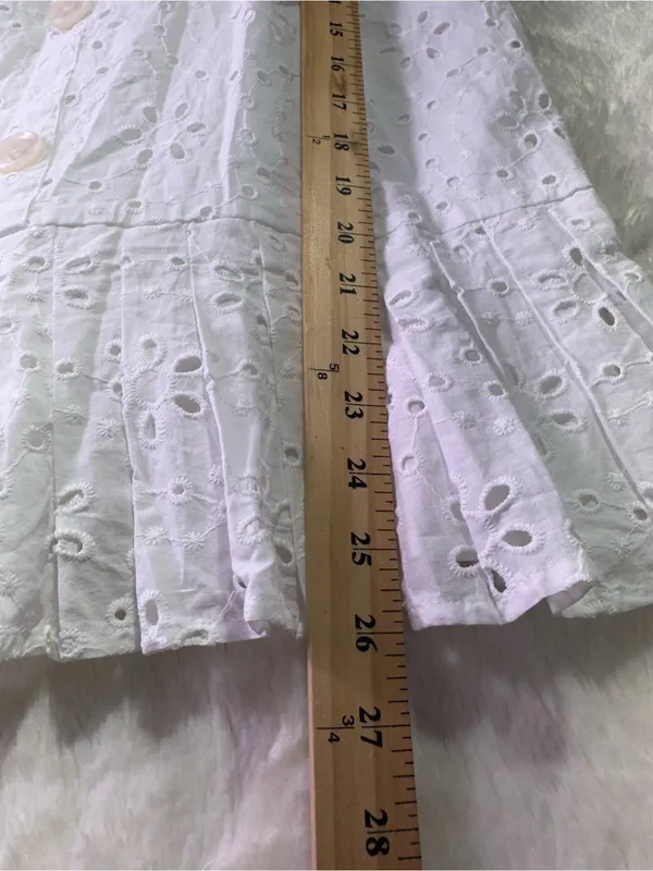 Alexis White Eyelet Button-Front Mini Dress with Ruffle Hem - Image 9
