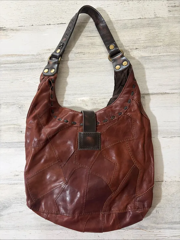 Lucky Brand Distressed Brown Leather Shoulder Hobo Vintage - Image 5