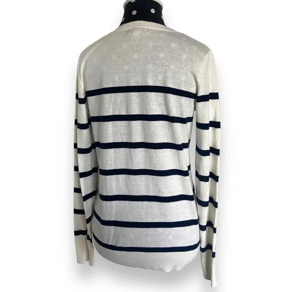 Old Navy Womens 100% Cotton Breton Stripe Sweater Cream Navy Long Sleeve‎ Size S - Image 7