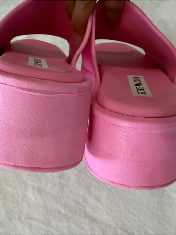 Steve Madden Pink Platform Slide Sandals Size 7 Chunky Comfort Slides - Image 7