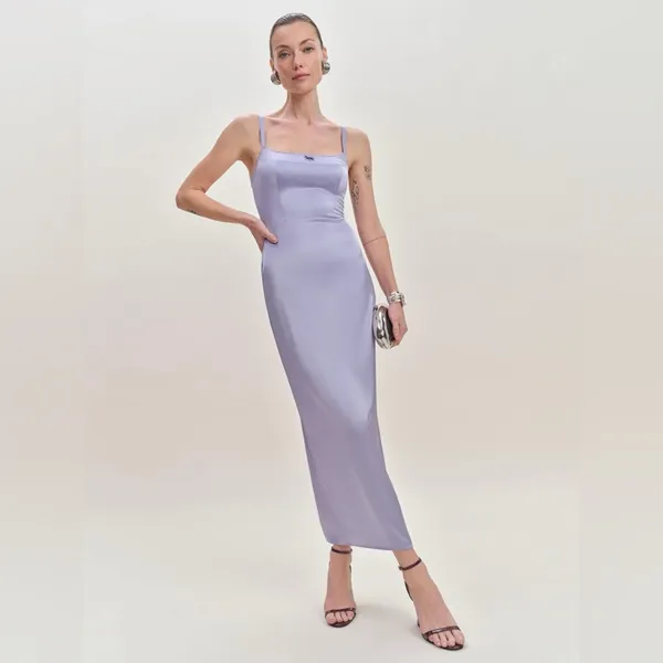 Reformation Lucy Satin Dress in Aura 0 - Image 9