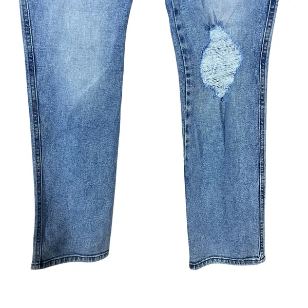 NWT Revice Hourglass Soulmate Distressed Straight Leg Jeans Blue Denim Size 32 - Image 3