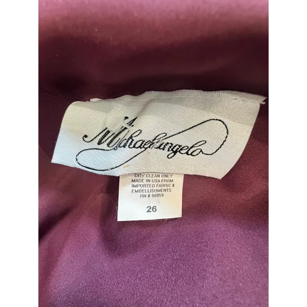 Michaelangelo Burgundy Satin Maxi‎ Dress Gown Size 26 Formal Regencycore - Image 7