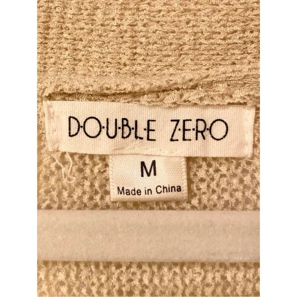 Double Zero Cream Fringe Knit Poncho Sweater Navy Blue Aztec Detail Size Medium - Image 2