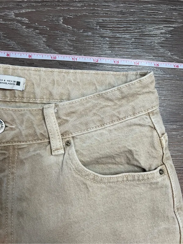 ZARA Z1975 Beige High Rise Mom Fit Ankle Straight Leg Jeans Size 6 - Image 9