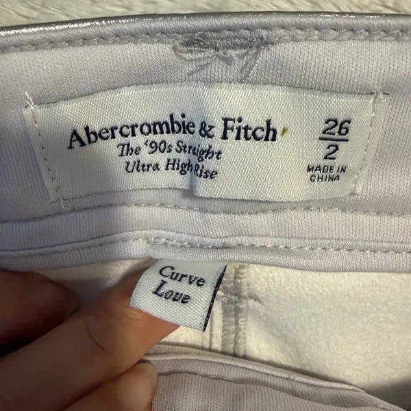 Abercrombie &‎ Fitch 90's Straight Ultra High Rise Vegan Leather Pants Silver 26 - Image 3