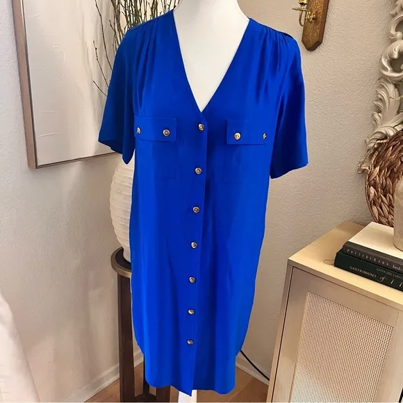 AMANDA UPRICHARD Courtney Cobalt Silk‎ Shirt Dress Size XS - Image 2