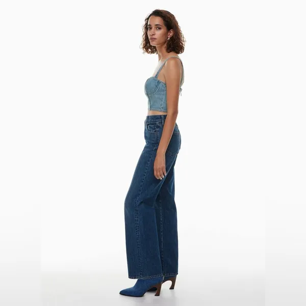 ARITZIA DENIM FORUM Farrah Hi Rise Wide Leg Jeans Womens 32 Blue Dark Wash Pants - Image 4