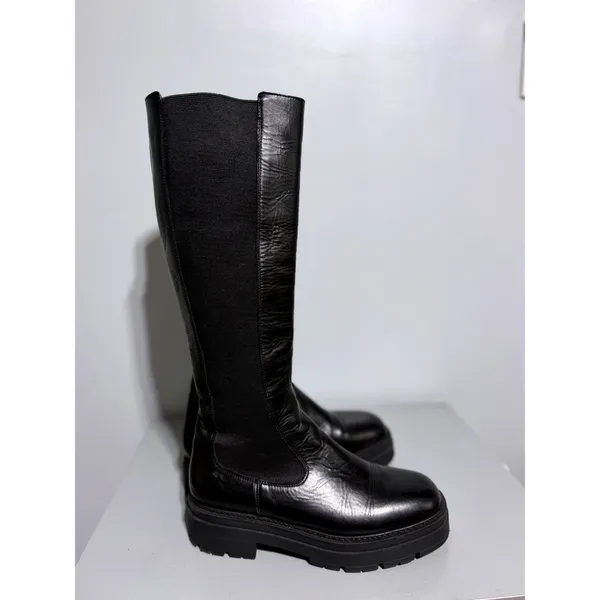 OFFICE London Kody Women's Black Leather Knee High Chelsea Boots EU 40 US 9 - Image 7