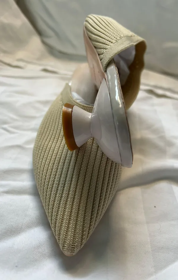 Kitten Heel Summer Mule Slide Color Sand Size 40 Tan - Image 8