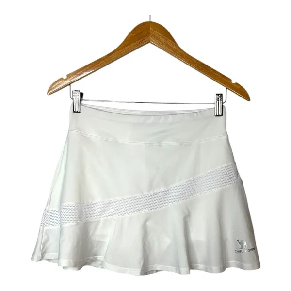 Camel Crown Skort Athletic Skirt‎ Womens Small White Mesh Panel Ruffle Hem NWT - Image 9