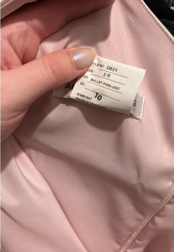 Alfred Sung Ballet Pink Satin Twill One Shoulder Gown - Image 6