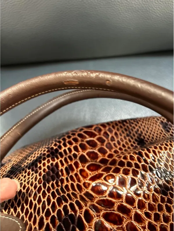 Brown Snake Print Women's Tote Bag with Chain and Tassel - Image 8