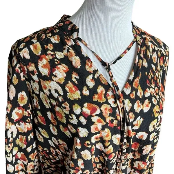 Womens Alyx Flower Petal Print Flowy Tie Neck Top Blouse - Sz L - Image 2