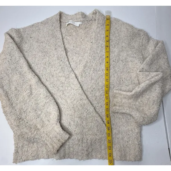 ASTR Cream Long Sleeve‎ Fuzzy Boucle Wool Blend Faux Wrap Sweater Boho Size XL - Image 3