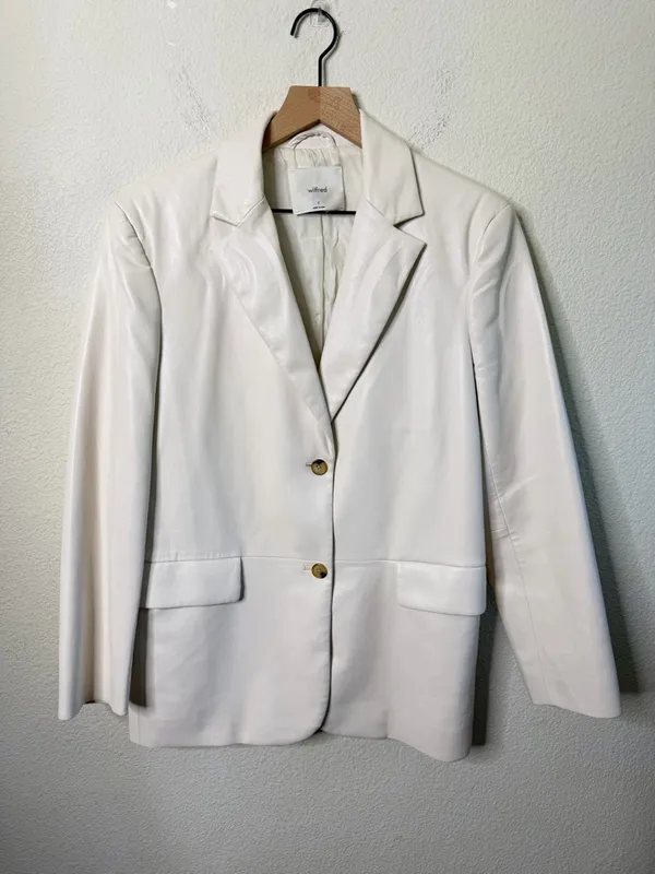 Aritzia Wilfred Memories‎ Blazer Jacket Vegan Faux Leather Womens Size S - Image 3