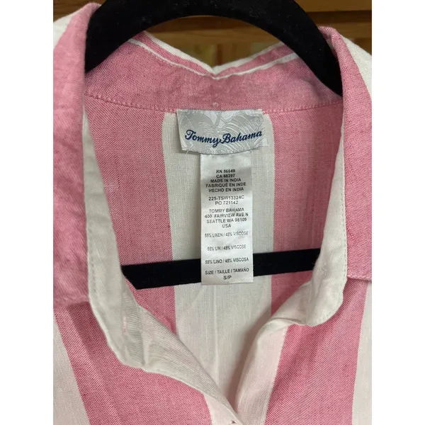 Tommy Bahama Rugby Beach Stripe Boyfriend Shirt Swim Coverup Coral Coast Small - Image 3